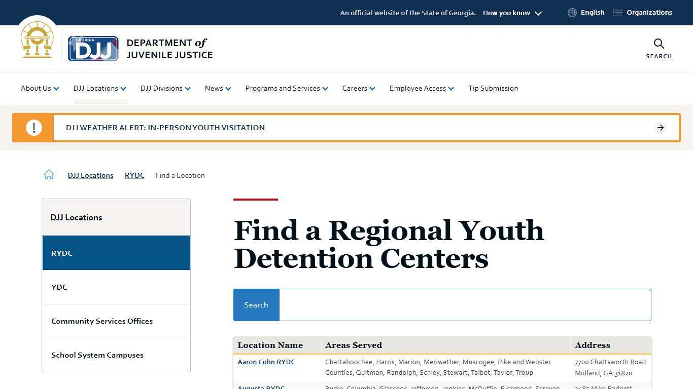 Find a Regional Youth Detention Centers