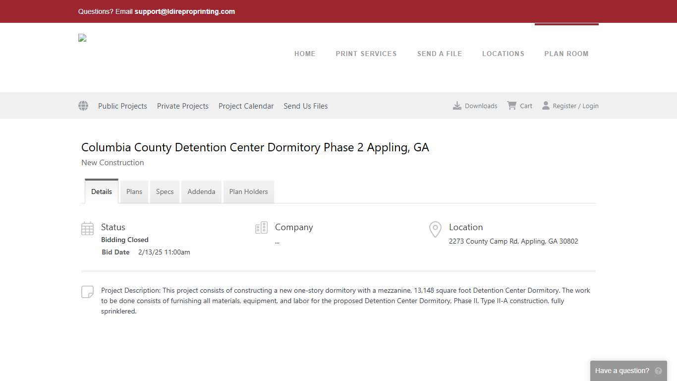 Columbia County Detention Center Dormitory Phase 2 Appling, GA :: LDI Planroom